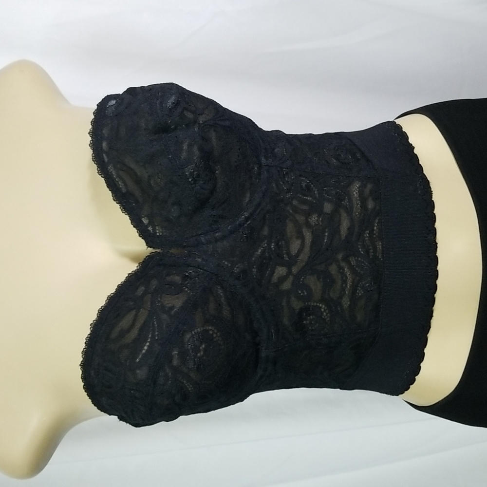 CORSET BRA BLACK FRONT LACE IN SIZE 36D  BY ADORN